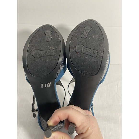 Carlos Santana Galaxy Turquoise Blue  Snake Print Platform Sandals Heels, 8.5M - Picture 6 of 6